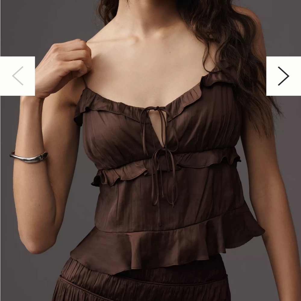 Rails Ortona Ruffled Satin Tank Top